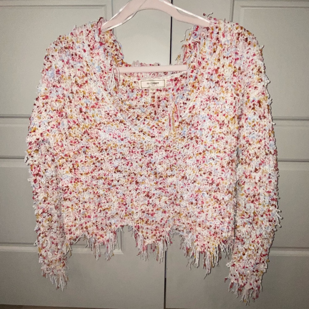 Women’s Multi-colored V-neck Cropped Sweater